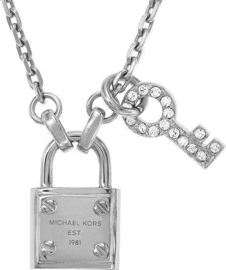 michael kors sterling silver necklace|Michael Kors lock necklace.